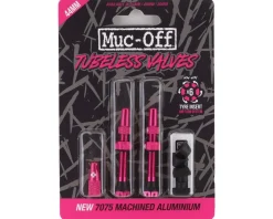 Muc-Off Tubeless Tire Tools|Tubeless Accessories|V2 Tubeless Presta Valves (Pink) (Pair) (44mm)