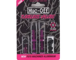 Muc-Off Tubeless Tire Tools|Tubeless Accessories|V2 Tubeless Presta Valves (Purple) (Pair) (44mm)