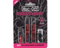 Muc-Off Tubeless Tire Tools|Tubeless Accessories|V2 Tubeless Presta Valves (Red) (Pair) (44mm)