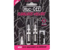 Muc-Off Tubeless Tire Tools|Tubeless Accessories|V2 Tubeless Presta Valves (Silver) (Pair) (44mm)