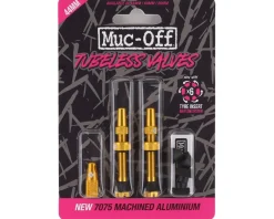 Muc-Off Tubeless Tire Tools|Tubeless Accessories|V2 Tubeless Presta Valves (Gold) (Pair) (44mm)