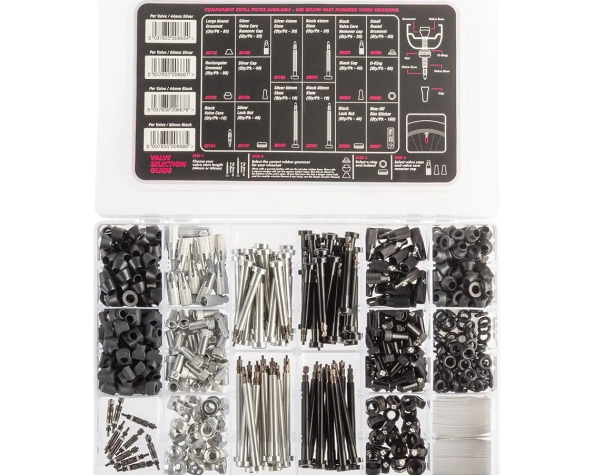 Muc-Off Tubeless Tire Tools|Tubeless Accessories|Workshop Tubeless Valve Box (Silver/Black)