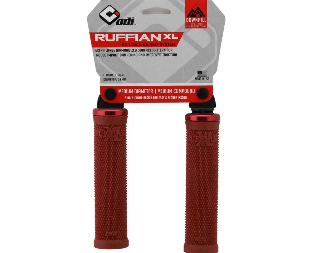 ODI Grips & Handlebar Tape|Ruffian XL V2.1 Lock-On Grips (Red) (135mm)