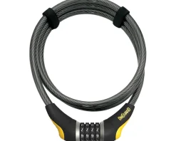 Onguard Bike Locks|Akita Resettable Combo Cable Lock (Grey/Yellow) (6' x 12mm)