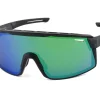 Optic Nerve Sunglasses & Goggles|Fixie Max Sunglasses (Matte Crystal Grey/Shiny Black) (Smoke/Green Mirror Lens)