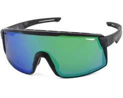 Optic Nerve Sunglasses & Goggles|Fixie Max Sunglasses (Matte Crystal Grey/Shiny Black) (Smoke/Green Mirror Lens)