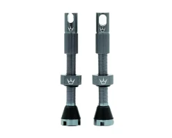 Peaty's Tubeless Tire Tools|Tubeless Accessories|Alloy Presta Valve Stems (Slate) (42mm) (Pair)