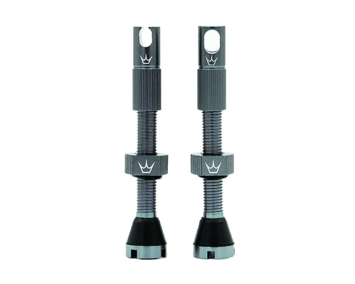 Peaty's Tubeless Tire Tools|Tubeless Accessories|Alloy Presta Valve Stems (Slate) (42mm) (Pair)