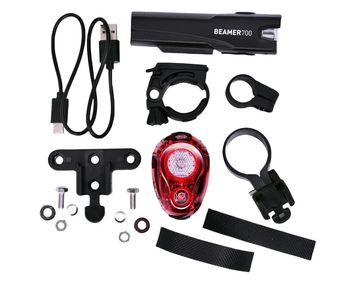 Planet Bike Bike Lights|Beamer 700/Rojo 100 Headlight/Tail Light Set