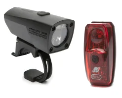 Portland Design Works Bike Lights|Pathfinder Headlight and Io Tail Light Set (Black/Red) (200 Lumens)