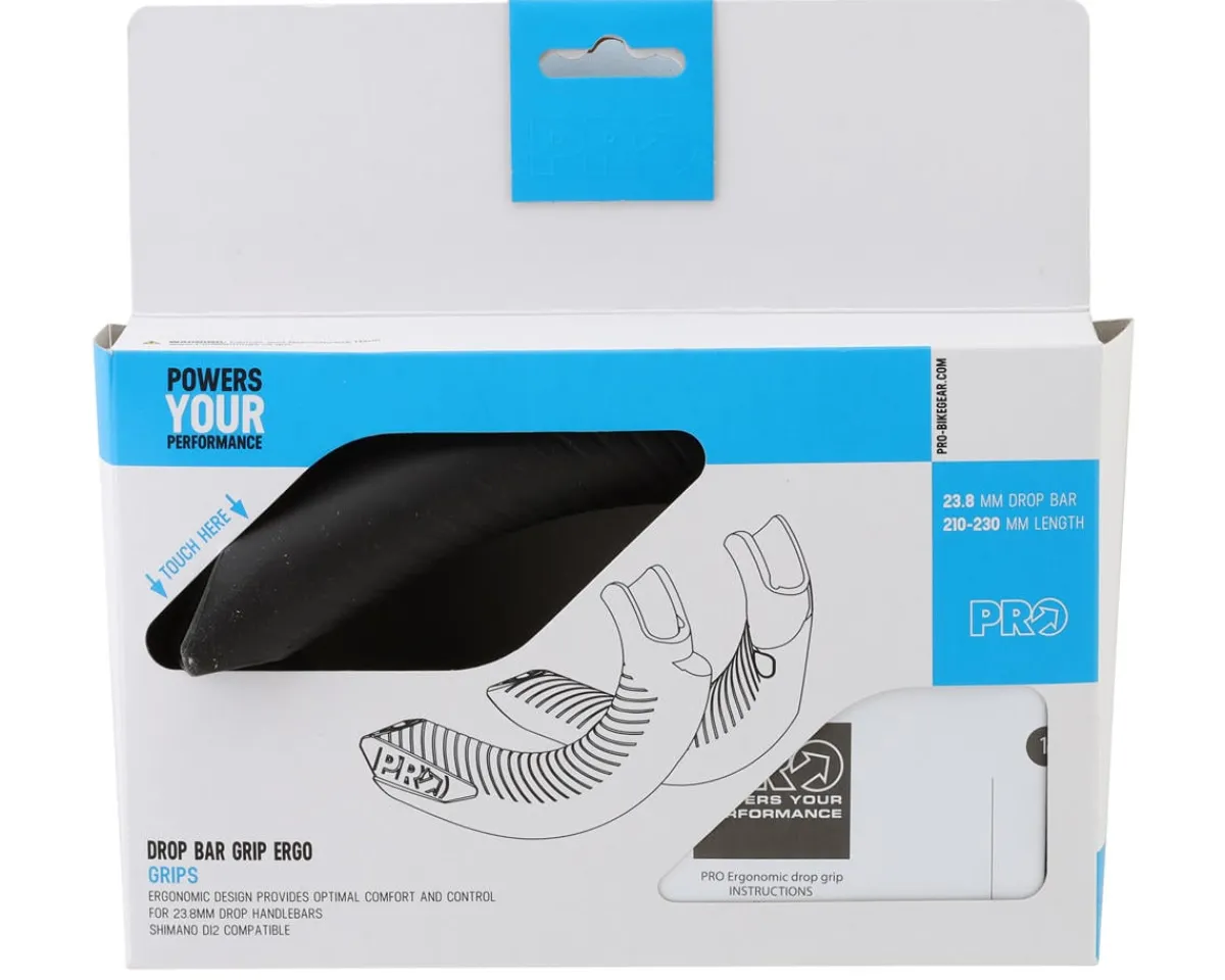 PRO Grips & Handlebar Tape|Ergo Drop Bar Grips (Black) (Road/Gravel Bike)