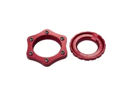 Reverse Components Brakes|Centerlock to 6-Bolt Rotor Adapter (Red)