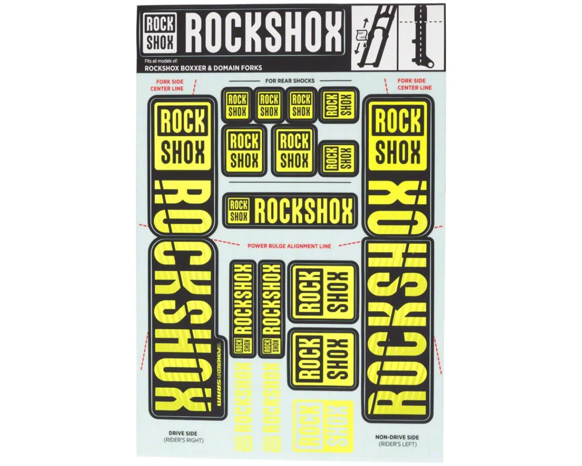 RockShox Suspension|Fork Decal Kit (Yellow) (For BoXXER and Domain Forks)