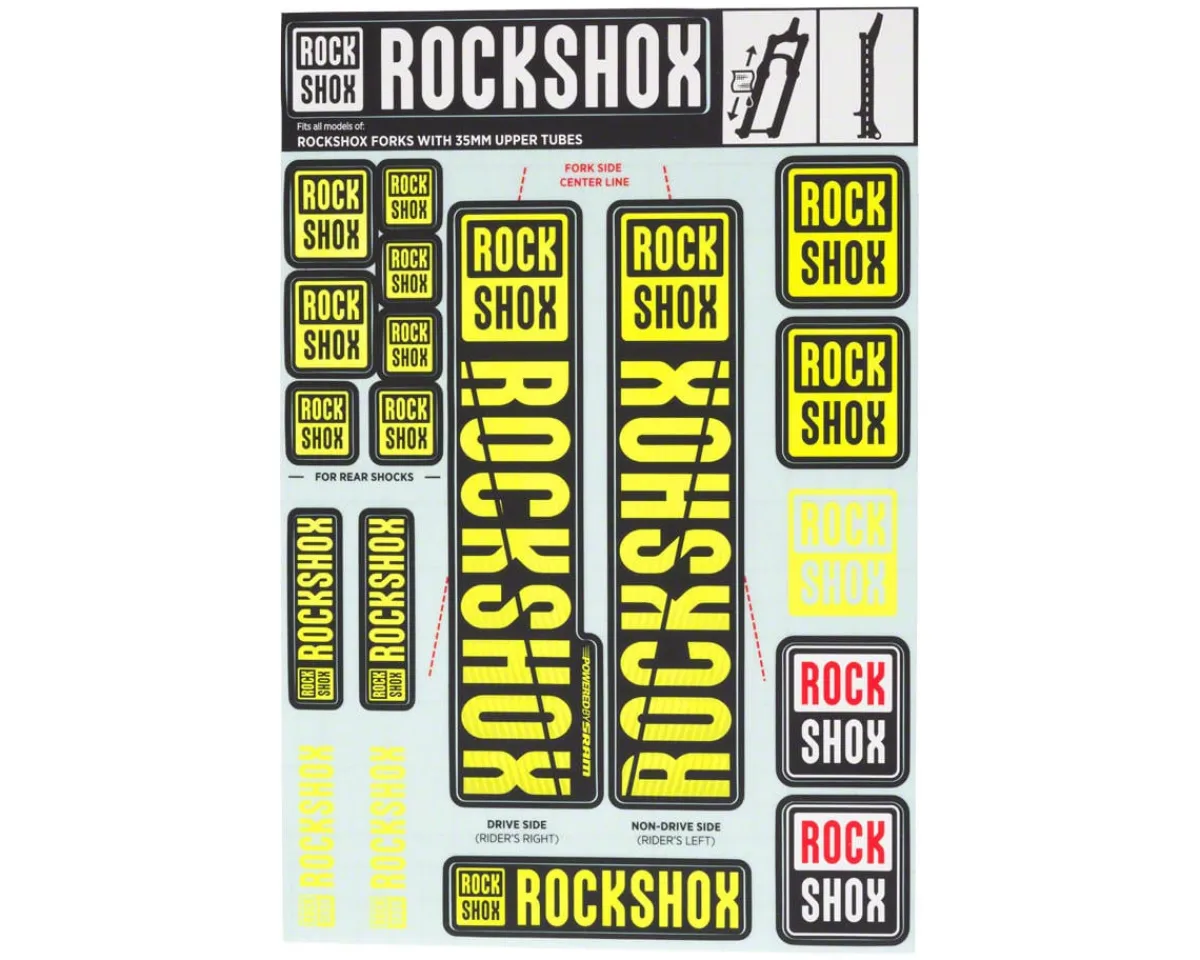 RockShox Suspension|Fork Decal Kit (Yellow) (For Forks with 35mm Upper Tubes)