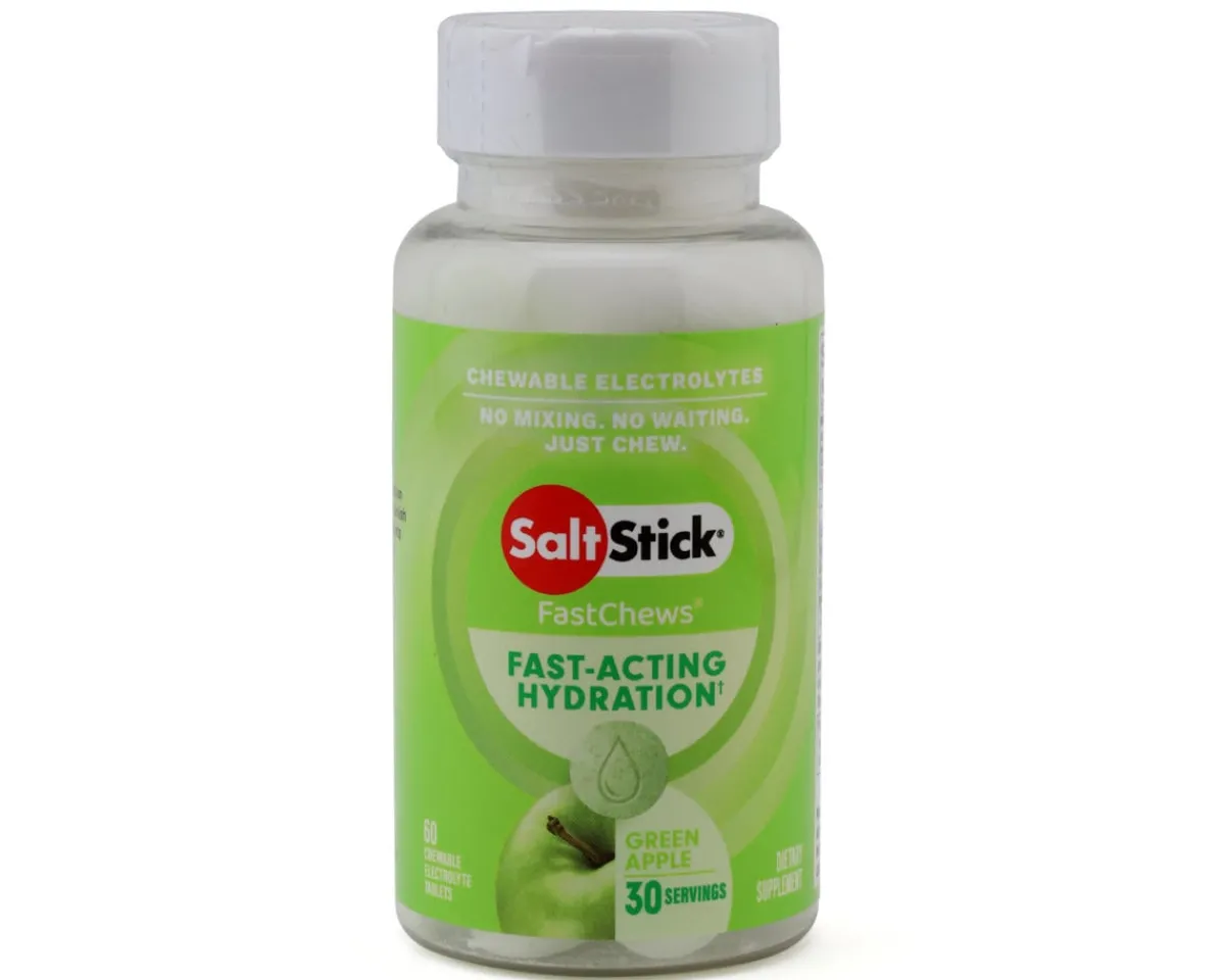 Saltstick Nutrition & Skin Care|Fastchews Chewable Electrolyte Tablets (Green Apple) (1 | 60 Tablet Bottle)