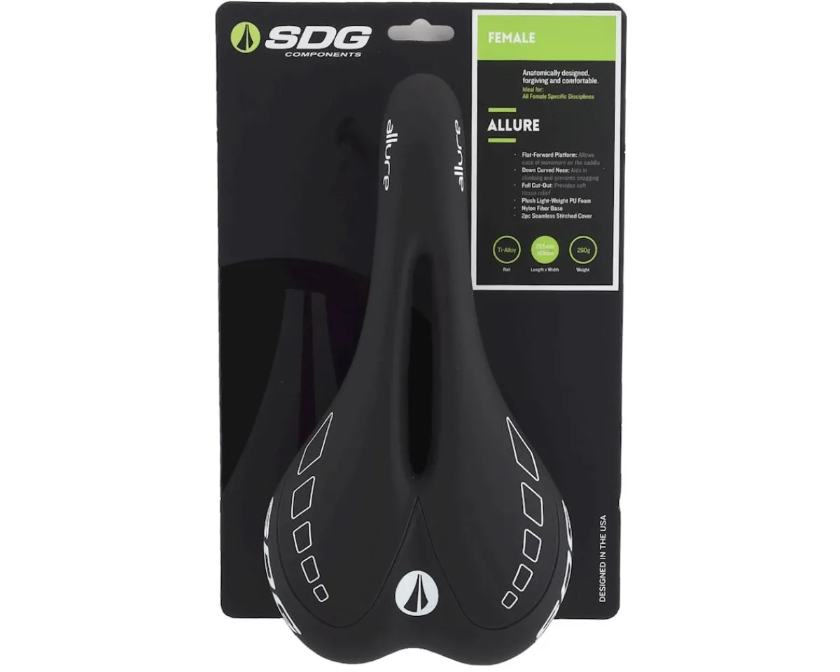 SDG Saddles & Seats|Allure Women's Saddle (Black/White) (Titanium Rails) (143mm)