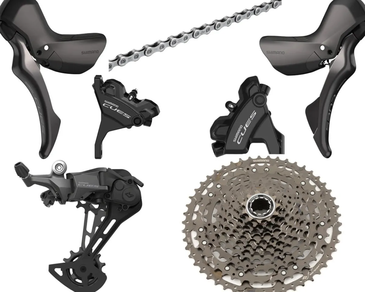 Shimano Groupsets|CUES 1 x 11 Speed Road/Gravel Groupset (Black) (w/ Hydraulic Disc Calipers)