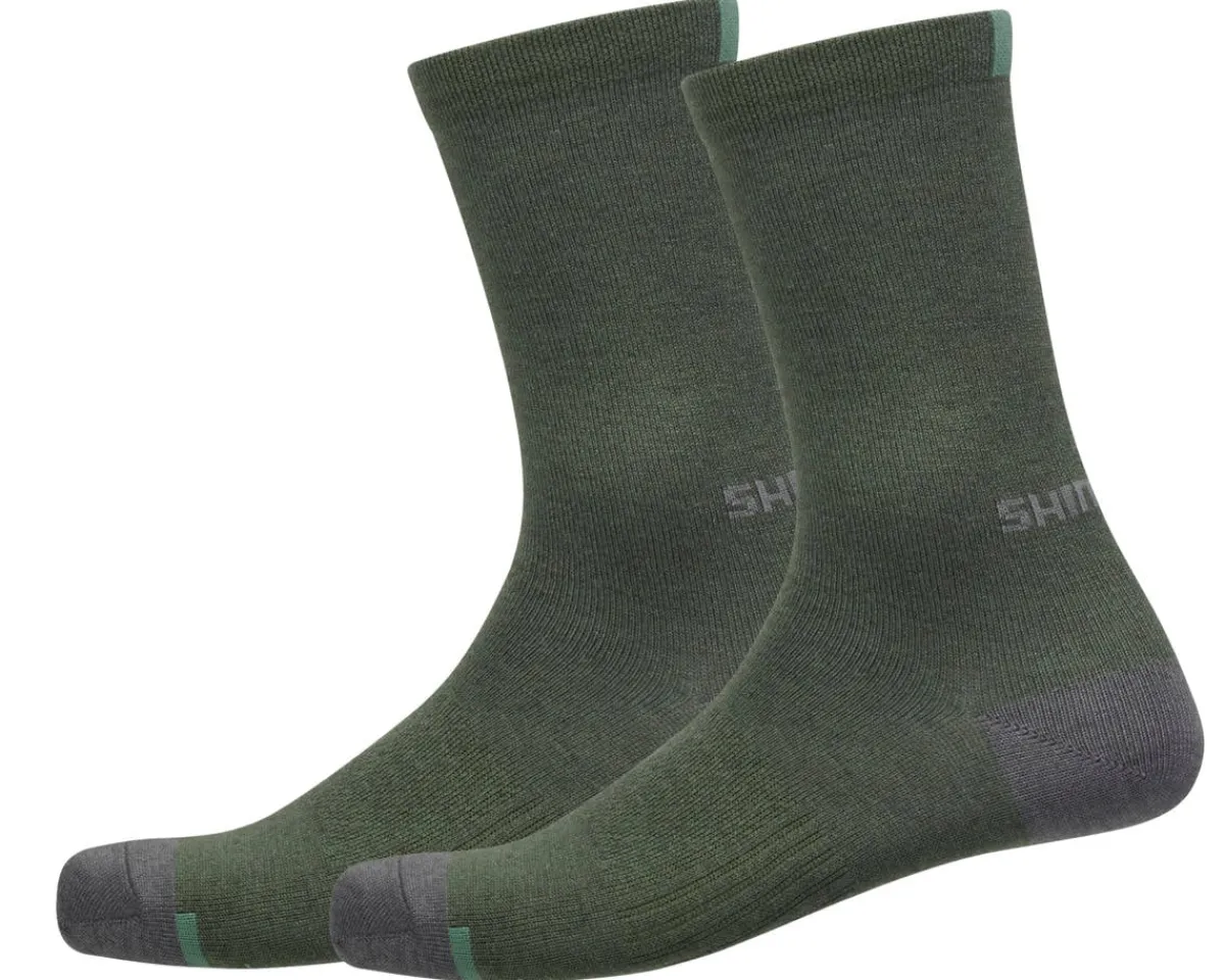 Shimano Clothing Accessories|Shoes, Socks, & Footwear|Performance Wool Socks (Dark Olive) (M/L)