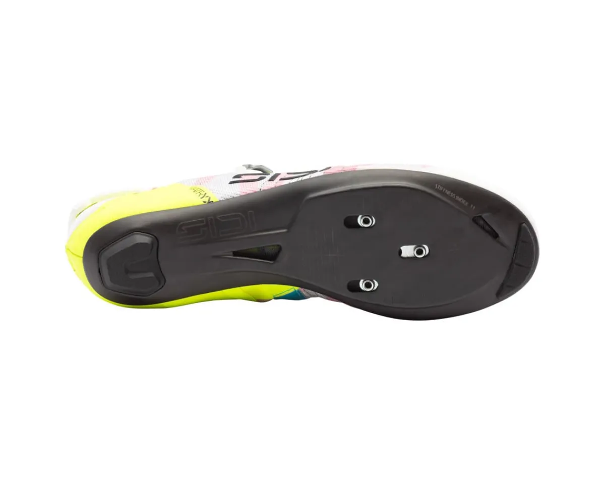 Sidi Shoes|High Vis & Reflective|Wire 3 Road Shoes (White/Yellow Fluo) (40) (Millenium Fit)