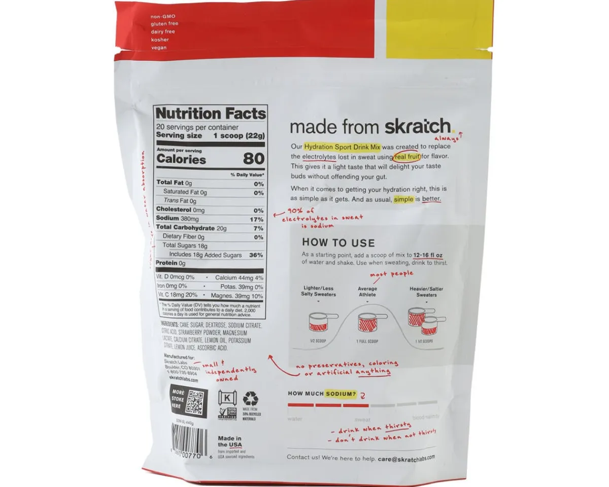 Skratch Labs Nutrition & Skin Care|Hydration Sport Drink Mix (Strawberry Lemonade) (20 Serving Pouch)