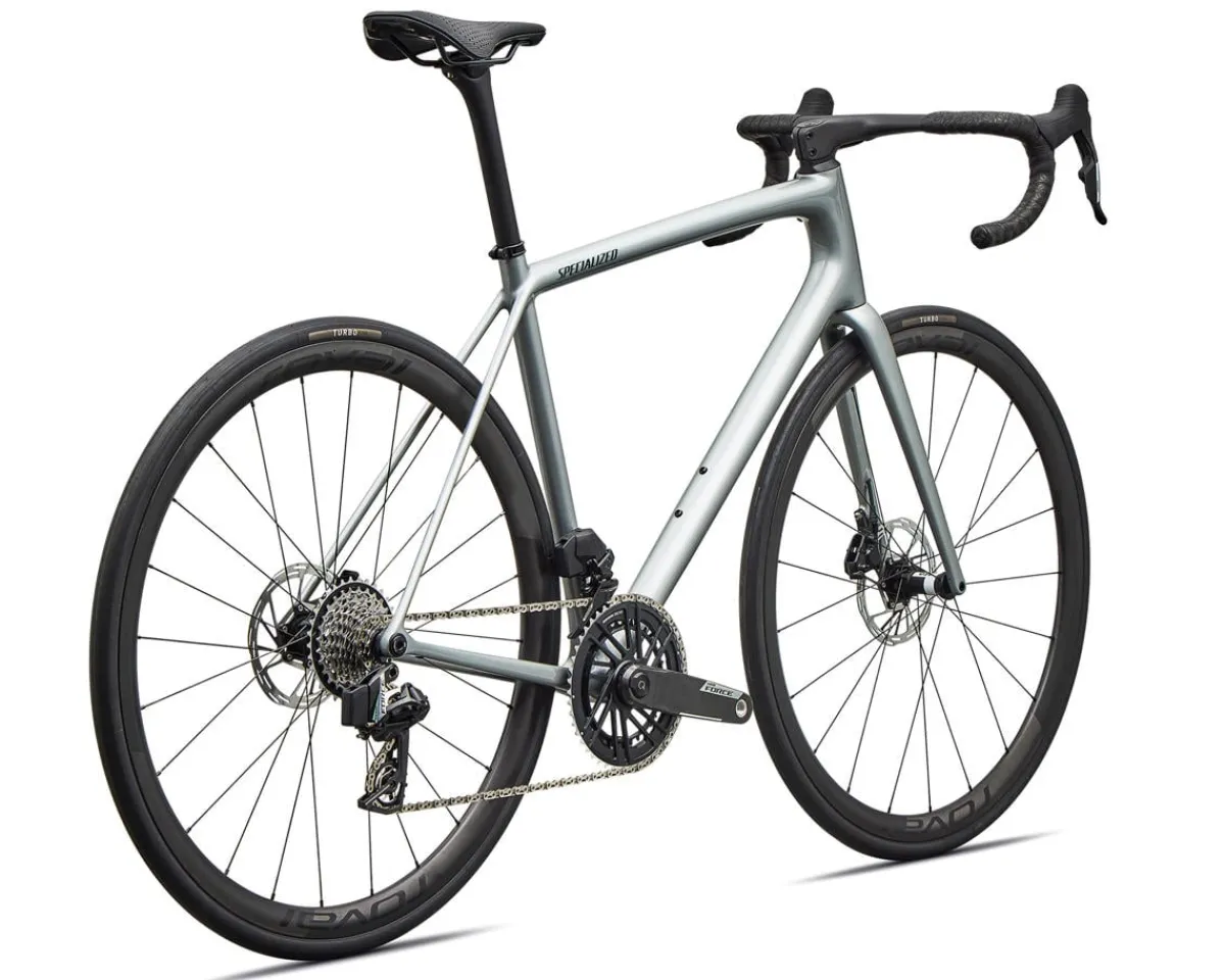 Specialized Road Bikes|Specialized Bikes|Aethos 2 Pro (Gloss Shadow Silver/Emerald Metallic) (56cm) (SRAM AXS)