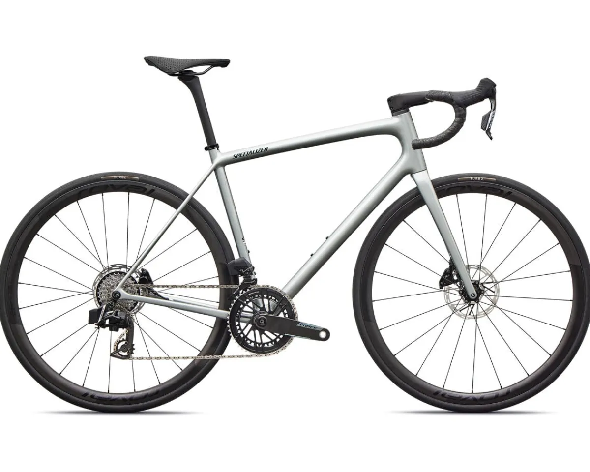 Specialized Road Bikes|Specialized Bikes|Aethos 2 Pro (Gloss Shadow Silver/Emerald Metallic) (56cm) (SRAM AXS)