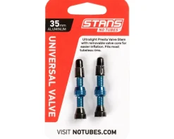Stan's Tubeless Tire Tools|Tubeless Accessories|Alloy Tubeless Valves (Blue) (Pair) (35mm)