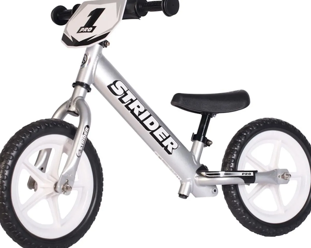 Strider Kids Bikes|Pro 12" Kids Balance Bike (Silver)