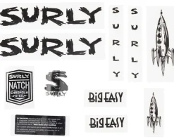 Surly Frame Protection & Decals|Big Easy Frame Decal Set (Black w/ Rocket)