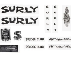 Surly Frame Protection & Decals|Bridge Club Frame Decal Set (Black w/ Mushrooms)