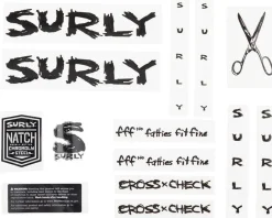 Surly Frame Protection & Decals|Cross Check Frame Decal Set (Black) (w/Scissors)