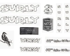 Surly Frame Protection & Decals|Wednesday Frame Decal Set (White w/ Crow)