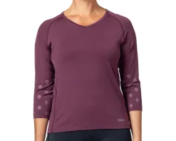 Terry Women'S|Jerseys|Women's Merino 3/4 Sleeve Top (Wine Dots) (S)
