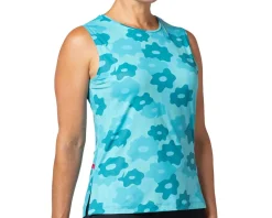Terry Clothing Sale|Women'S|Women's Soleil Split Tank Sleeveless Jersey (Blue Daisy) (S)