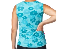 Terry Clothing Sale|Women'S|Women's Soleil Split Tank Sleeveless Jersey (Blue Daisy) (S)