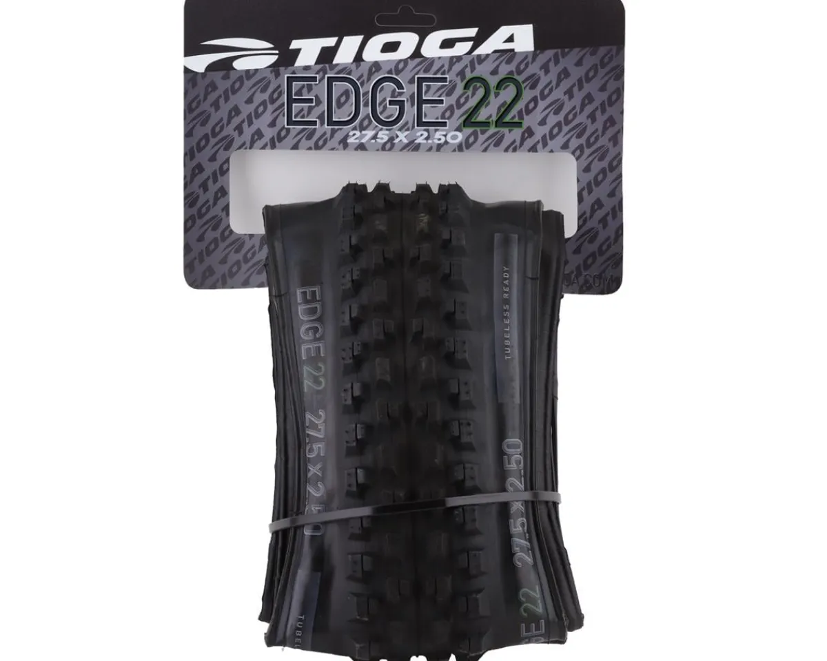 Tioga Tires|Edge 22 Tubeless Front Mountain Tire (Black) (27.5") (2.5") (Synergy Dual)