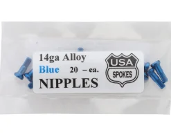 USA Brand Wheels & Parts|14g Alloy Nipples (Blue) (Bag of 20)