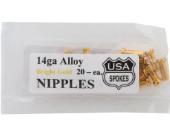 USA Brand Wheels & Parts|14g Alloy Nipples (Bright Gold) (Bag of 20)