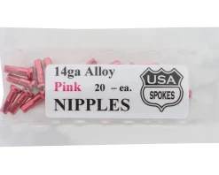 USA Brand Wheels & Parts|14g Alloy Nipples (Pink) (Bag of 20)