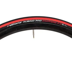 Vittoria Tires|Rubino Pro Tube-Type Road Tire (Black/Red) (700c) (25mm) (Folding) (Graphene 2.0)