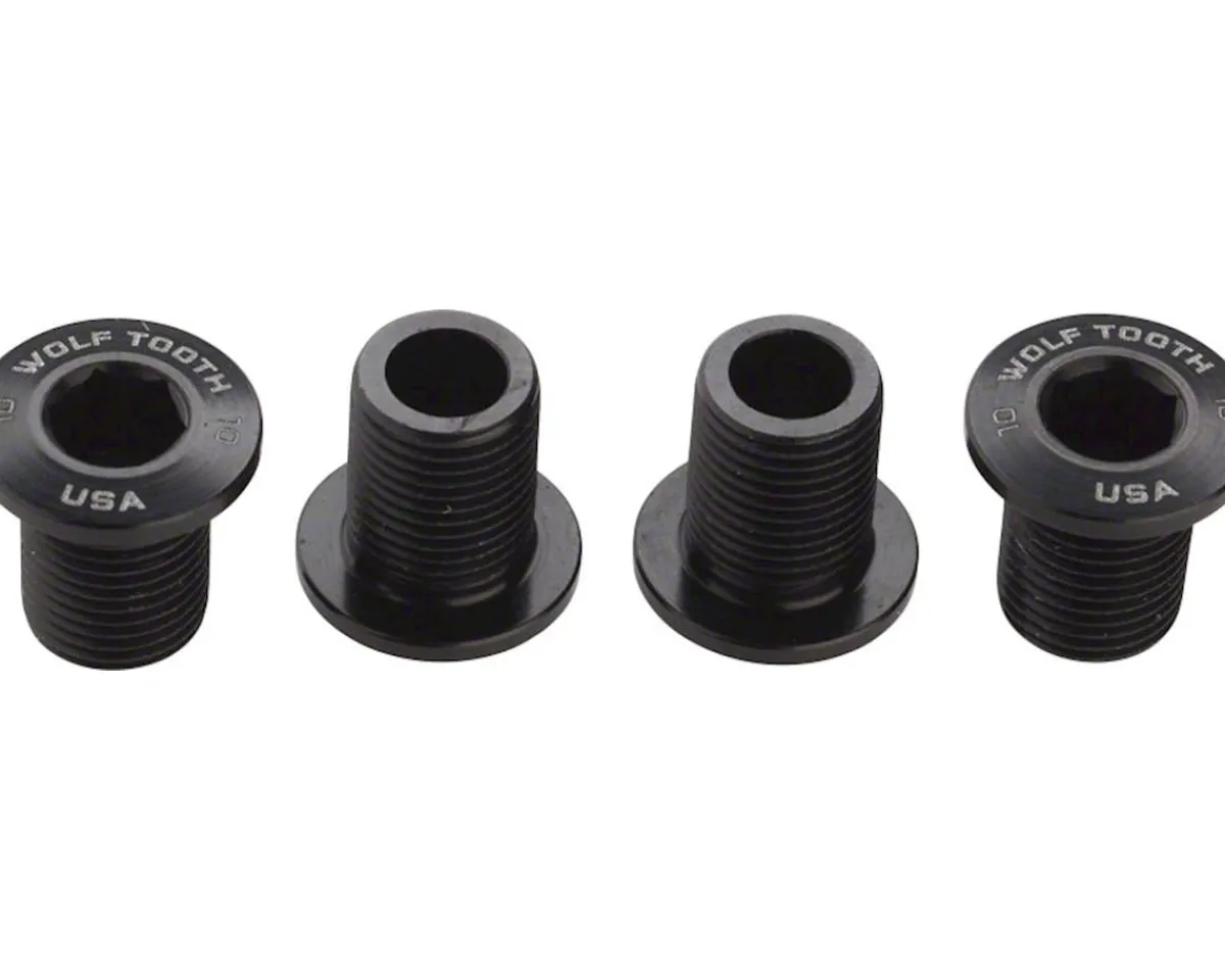 Wolf Tooth Components Chainrings & Accessories|Chainring Bolts (Black) (10mm) (4 Pack) (For 104 x 30T Rings)