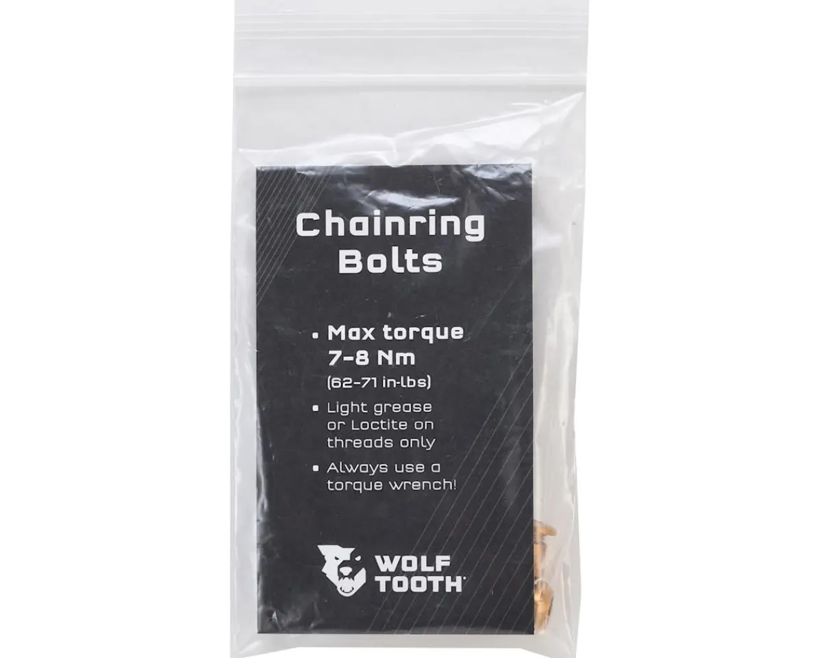 Wolf Tooth Components Chainrings & Accessories|Dual Hex Fitting Chainring Bolts (Gold) (6mm) (4 Pack) (For 1x Use)