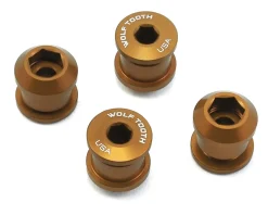 Wolf Tooth Components Chainrings & Accessories|Dual Hex Fitting Chainring Bolts (Gold) (6mm) (4 Pack) (For 1x Use)