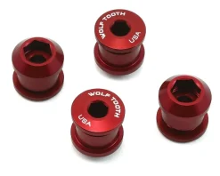 Wolf Tooth Components Chainrings & Accessories|Dual Hex Fitting Chainring Bolts (Red) (6mm) (4 Pack) (For 1x Use)