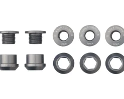 Wolf Tooth Components Chainrings & Accessories|Dual Hex Fitting Chainring Bolts (Gunmetal) (6mm) (5 Pack) (For 1x Use)