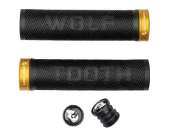 Wolf Tooth Components Grips & Handlebar Tape|Echo Lock-On Grips (Black/Gold)
