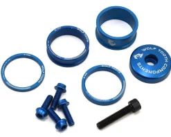 Wolf Tooth Components Headsets & Spacers|Headset Spacer BlingKit (Blue) (3, 5, 10, 15mm) (w/ Bottle Cage Bolts)