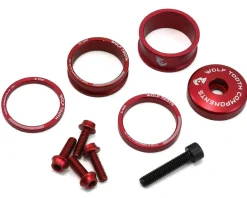 Wolf Tooth Components Headsets & Spacers|Headset Spacer BlingKit (Red) (3, 5, 10, 15mm) (w/ Bottle Cage Bolts)