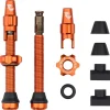 Wolf Tooth Components Tubeless Tire Tools|Tubeless Accessories|Tubeless Valve Stem Kit For Clik Valve (Orange) (44mm)