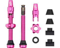 Wolf Tooth Components Tubeless Tire Tools|Tubeless Accessories|Tubeless Valve Stem Kit For Clik Valve (Pink) (44mm)